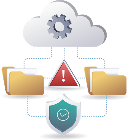 Alertas de seguridad para el almacenamiento de datos del servidor en la nube  Ilustración