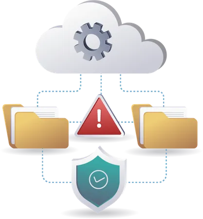 Alertas de seguridad para el almacenamiento de datos del servidor en la nube  Ilustración