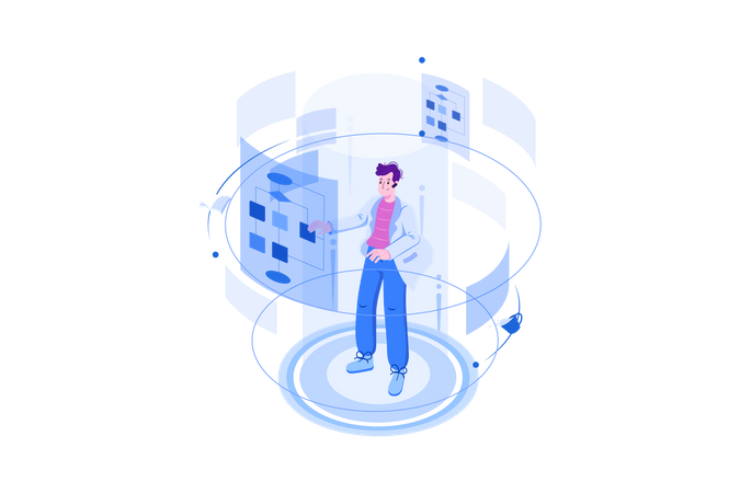 Algoritmo de fluxograma de programação científica  Ilustração