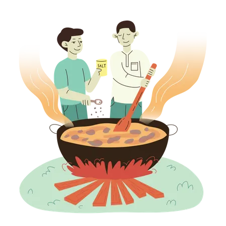 Algunas personas están cocinando  Illustration