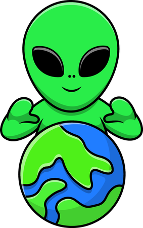 Alien And Earth  Illustration