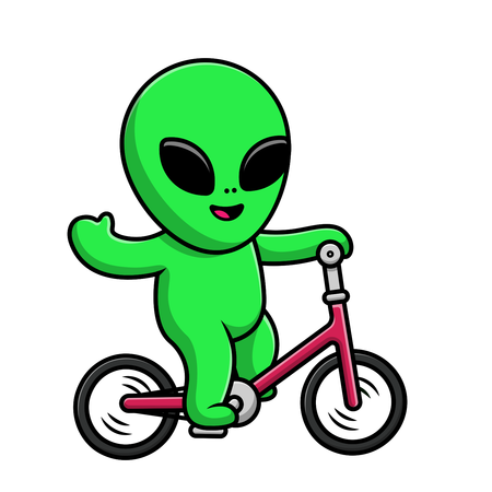 Alienígena andando de bicicleta  Ilustração