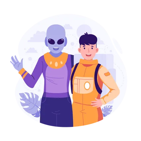 Alien & astronaut  Illustration