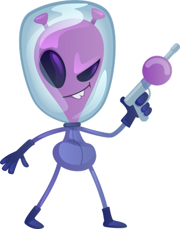 Alien con arma espacial  Ilustración