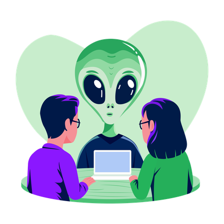 Alien contact with humans  Illustration