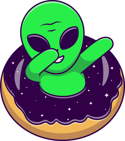 Alien Dabbing In Doughnut Space  Illustration