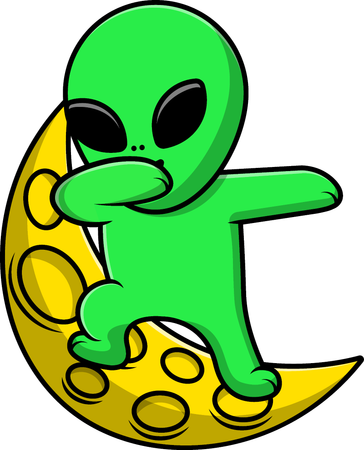 Alien Dabbing On Moon  Illustration