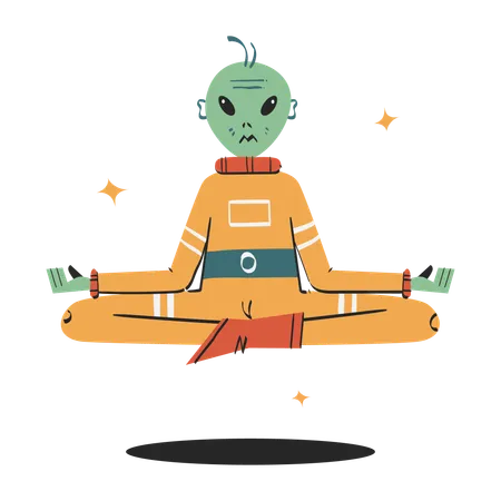 Alien doing meditation  Illustration