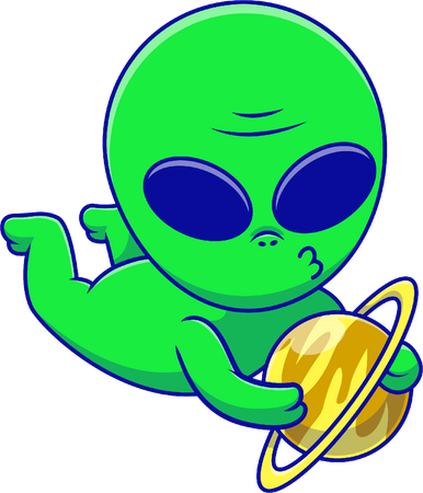Alien Floating With Planet  Illustration