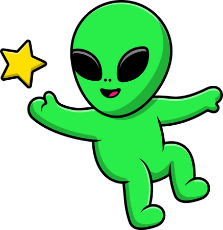 Alienígena flutuando com estrela  Ilustração