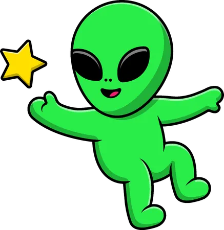 Alienígena flutuando com estrela  Ilustração