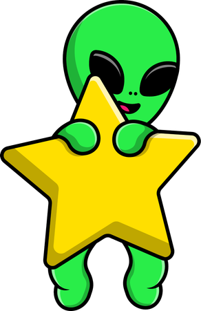 Alien Flying With Star  Illustration