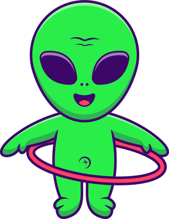 Extraterrestre hace rodar un hula-hoop  Ilustración