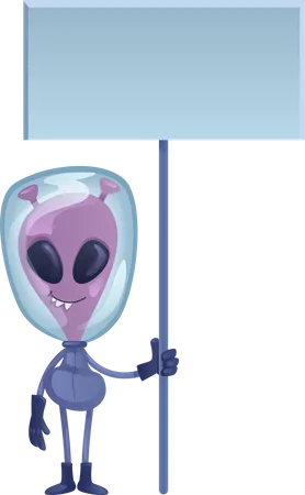 Alien holding blank banner Illustration