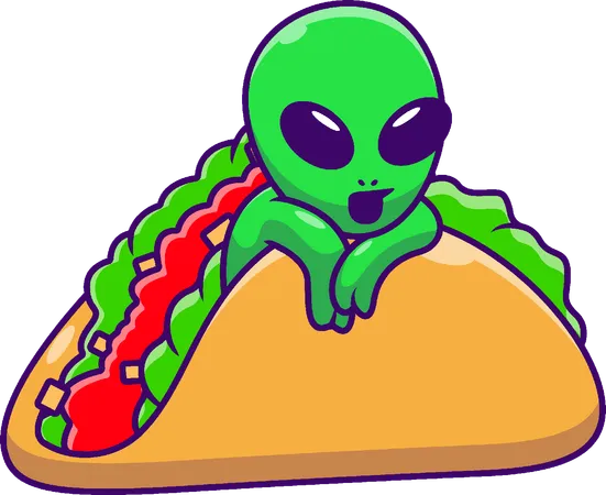 Alien In Taco  Illustration