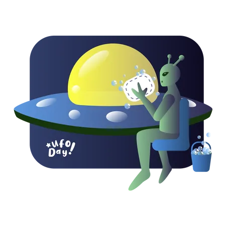 Alien in ufo  Illustration