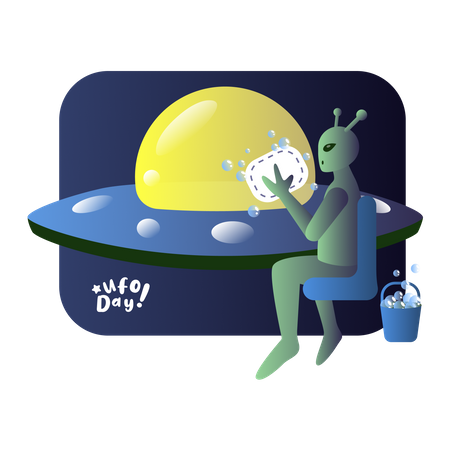 Alien in ufo  Illustration