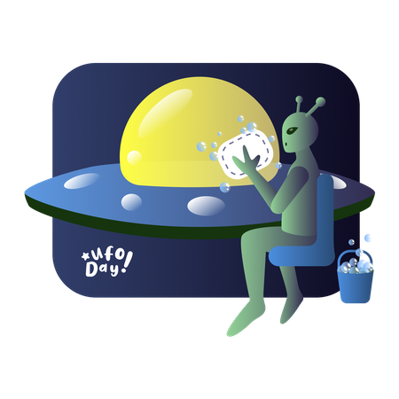 Alien in ufo  Illustration