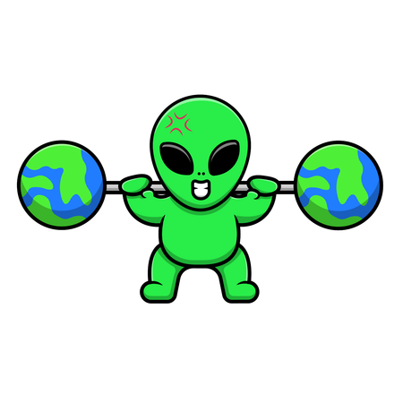 Alien Lifting Earth Barbell  Illustration