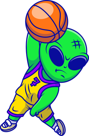 Alien Playing Basketball  Illustration