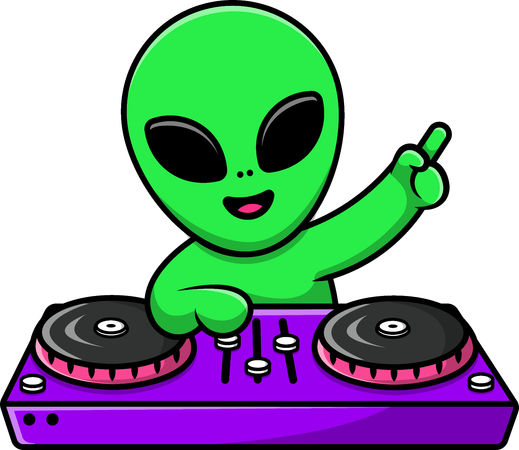 Alien Playing Dj Music  Illustration