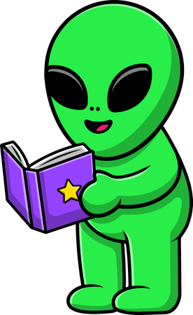 Alien Reading Book  Illustration