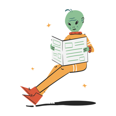 Alien reading book  Illustration