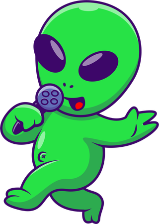 Alien Singing With Microphone  Illustration