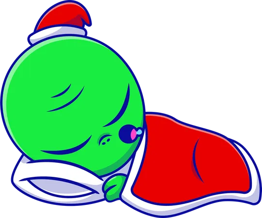 Alien Sleeping With Pillow And Blanket  イラスト