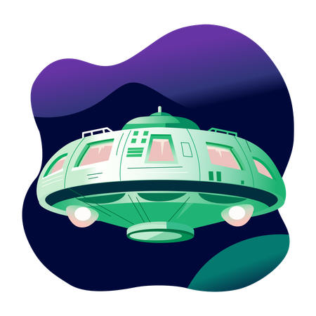 Alien Spaceship flying in sky  Illustration
