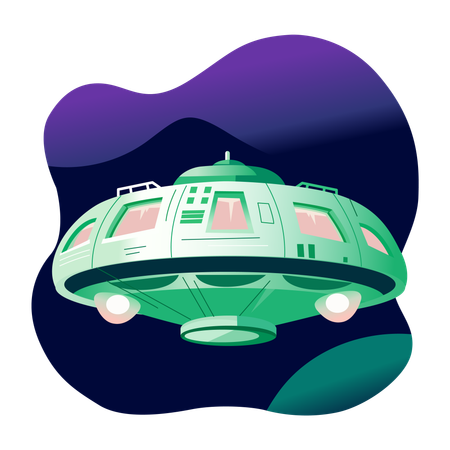 Alien Spaceship flying in sky  Illustration