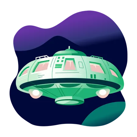Alien Spaceship flying in sky  Illustration
