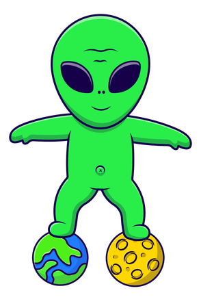 Alien Standing On Planet  Illustration