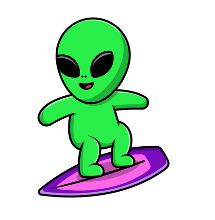 Extraterrestre surfeando en la galaxia  Ilustración