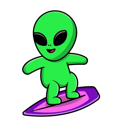 Alien Surfing On Galaxy  Illustration