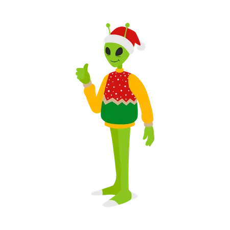 Außerirdischer im Weihnachtskostüm  Illustration