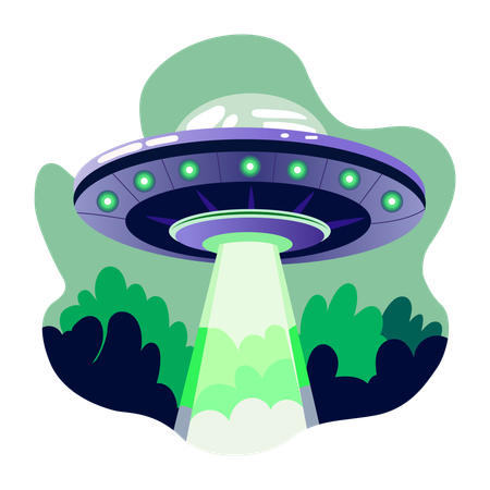Alien ufo flying in sky  Illustration