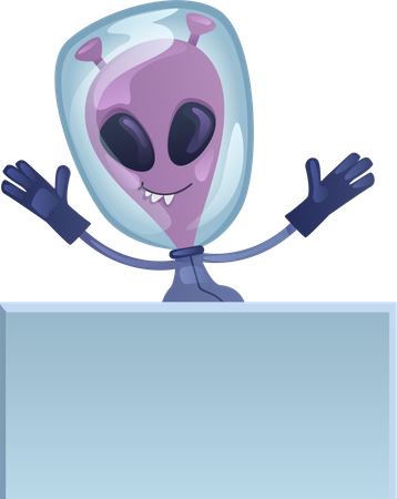Alien with blank banner Illustration