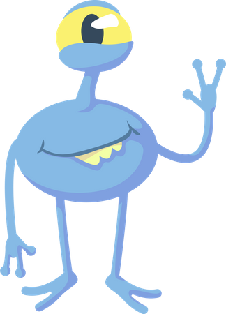 Extraterrestre azul sonriente  Ilustración