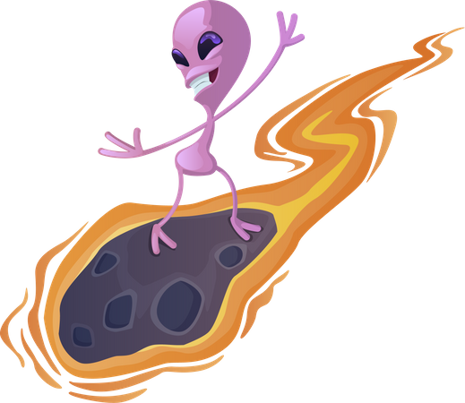 Alienígena en meteorito  Illustration
