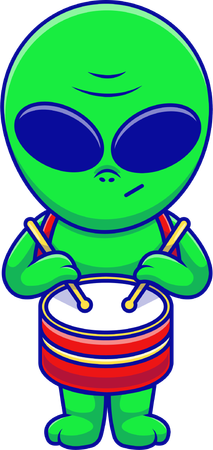 Alienígena tocando tambor marchando  Ilustração