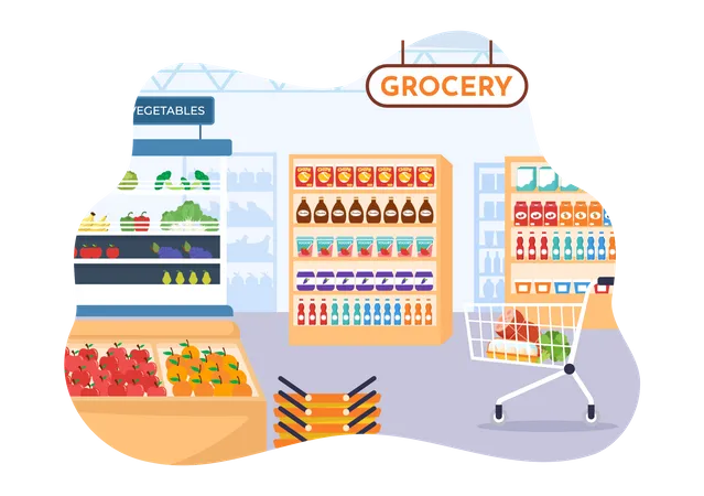 Alimentation Épicerie Shopping  Illustration