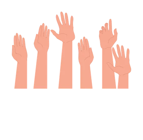 All hands raised in support of collective choice  Illustration