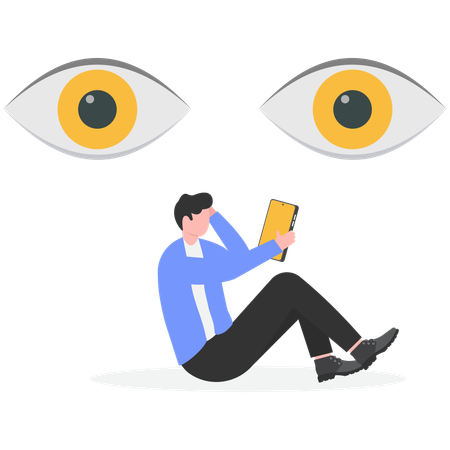 All seeing surveillance camera watching you  Illustration