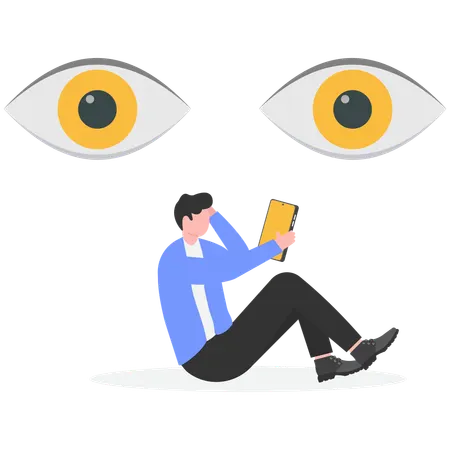 All seeing surveillance camera watching you  Illustration