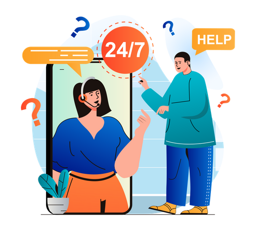 All time customer call support center Illustration