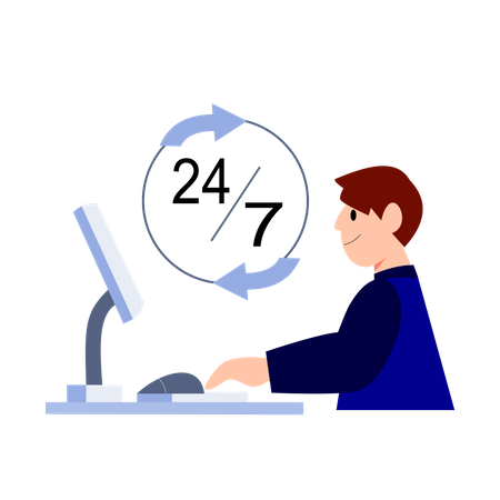 All time customer call support center  Illustration