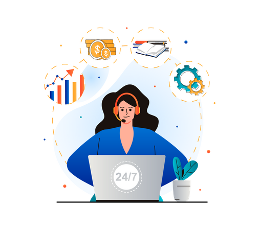 All time customer call support center  Illustration