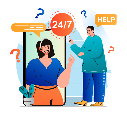 All time customer call support center  Illustration