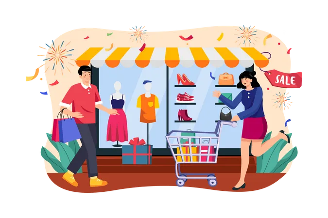 Allen ein frohes Silvester-Shopping  Illustration